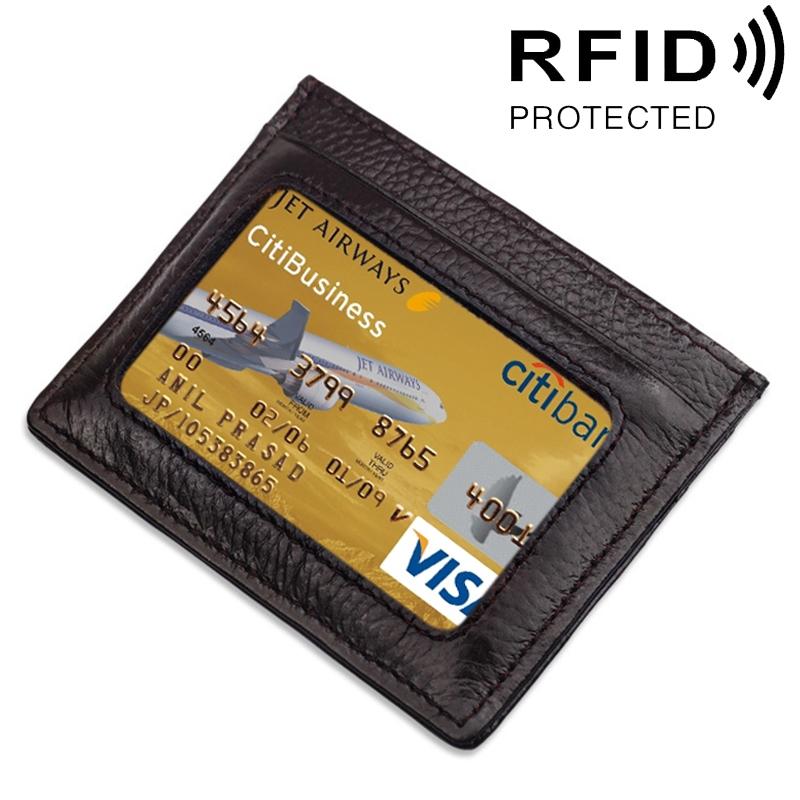 Leather Rfid Card Holder - Blocking - Coffee