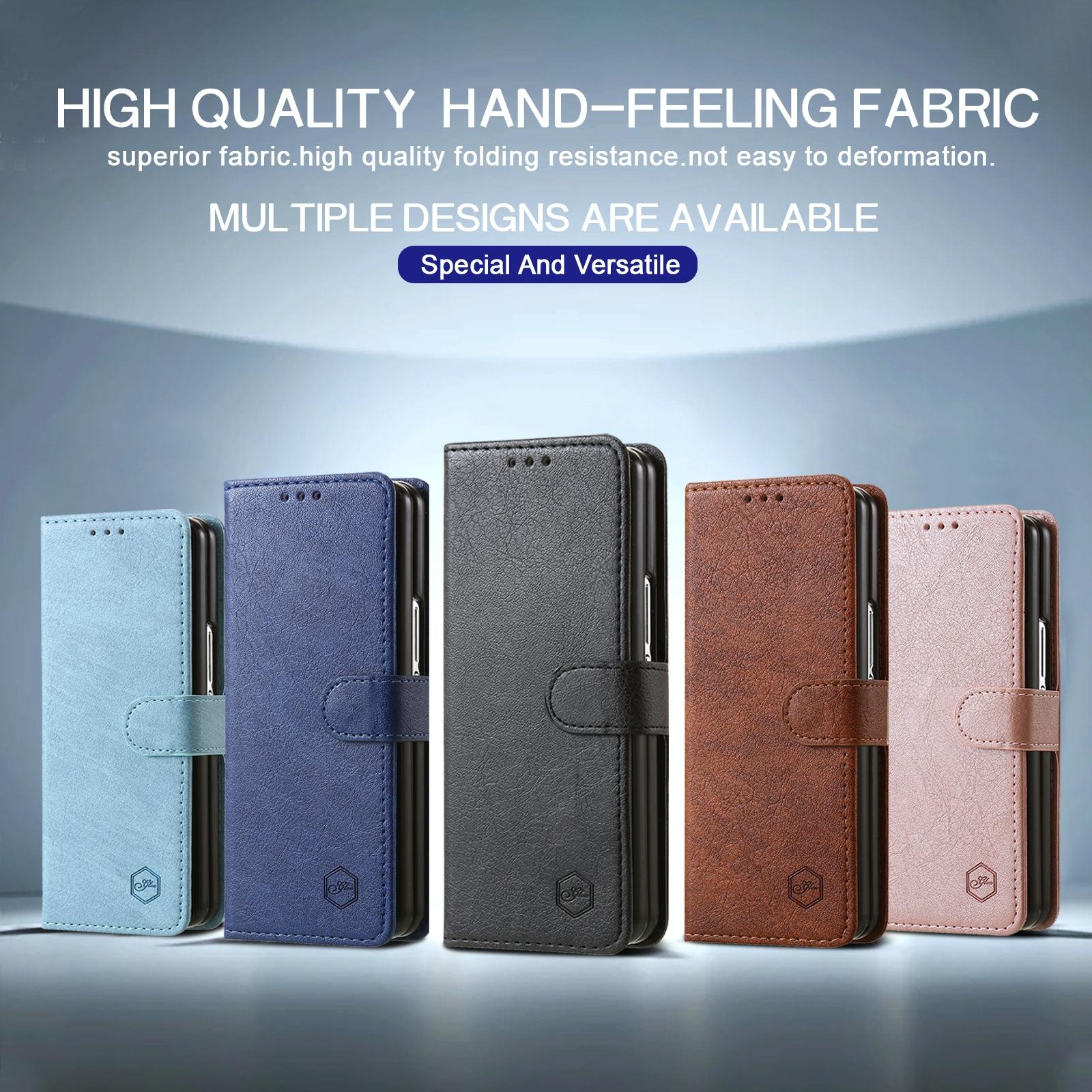 For Samsung Galaxy Z Fold4 5G Leather Texture Phone Case - Pu Tpu - Brown