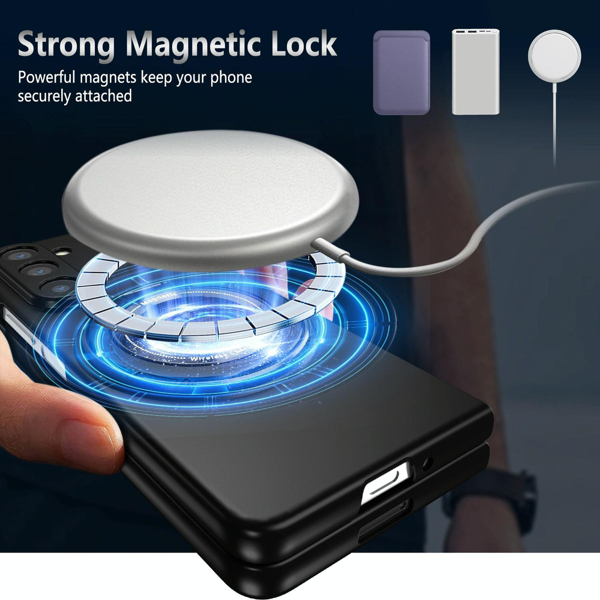 For Samsung Galaxy Z Fold4 5G Shockproof 360 Degree Rotating Case - Black
