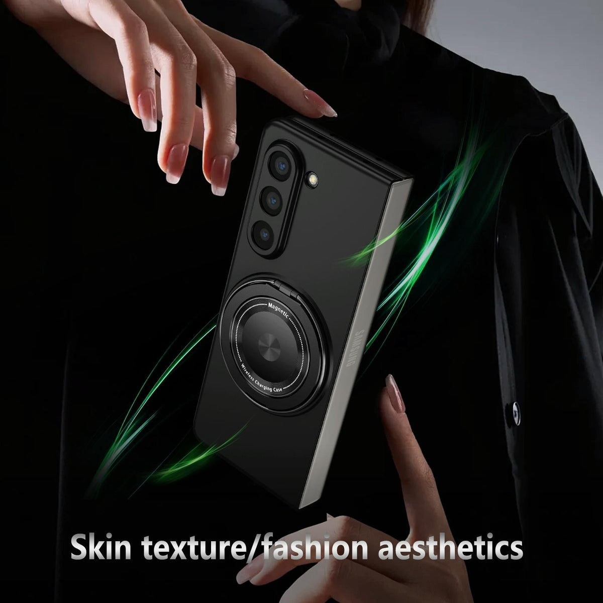 For Samsung Galaxy Z Fold4 5G Shockproof 360 Degree Rotating Case - Black