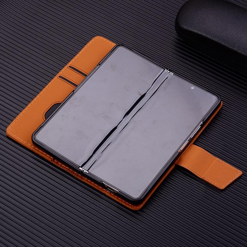 For Samsung Galaxy Z Fold4 5G Leather Phone Case With Diamond Buckle And Lanyard - Wine Red