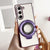 For Samsung Galaxy z Fold4 5G Shockproof Magsafe Holder for Rotating Plating Phone Case - Blue