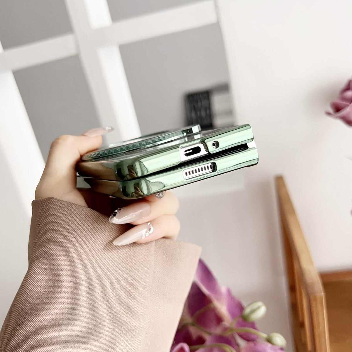 For Samsung Galaxy z Fold4 5G Shockproof Magsafe Holder for Rotating Plating Phone Case - Blue