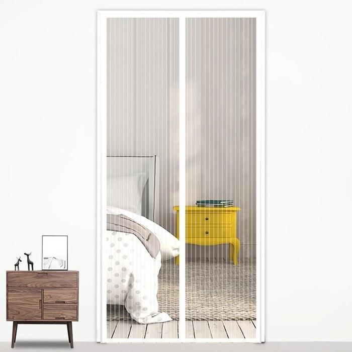 210x100cm Magnetic Mosquito-proof Screen Door Curtain - Magic Mesh - Coffee