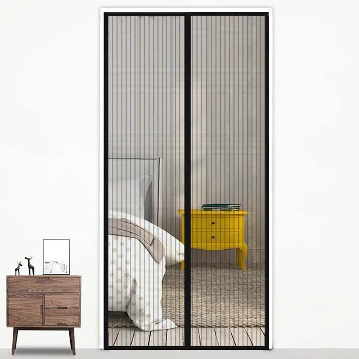 210x100cm Magnetic Mosquito-proof Screen Door Curtain - Magic Mesh - Coffee