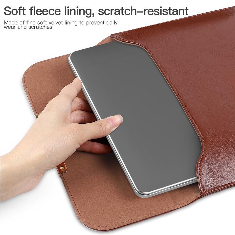 13.3 2-In-1 Laptop Sleeve With Mouse Storage In Pu Leather - Coffee