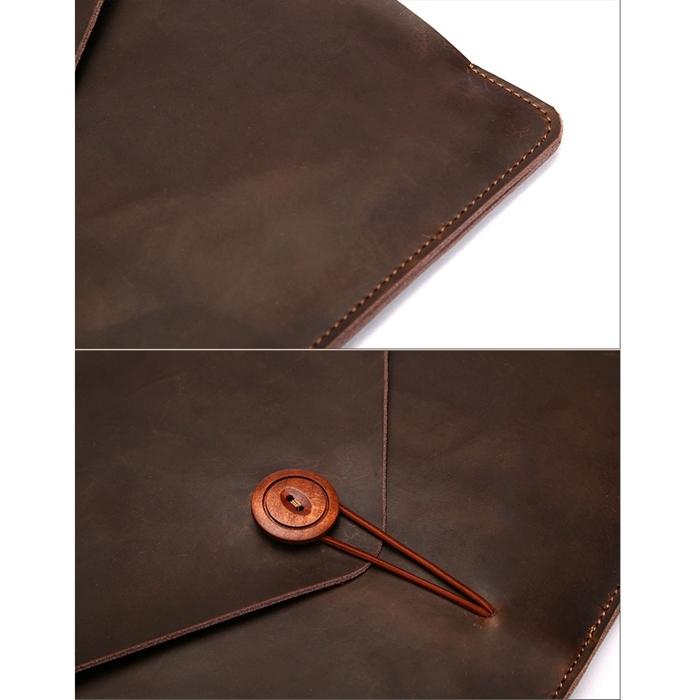12 Genuine Leather Laptop / Tablet Bag - Universal Fit - Coffee