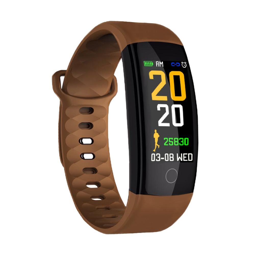 Waterproof Tft Smart Bracelet With Call / Heart / Sleep / Bp Monitoring And Sedentary Reminder - Coffee