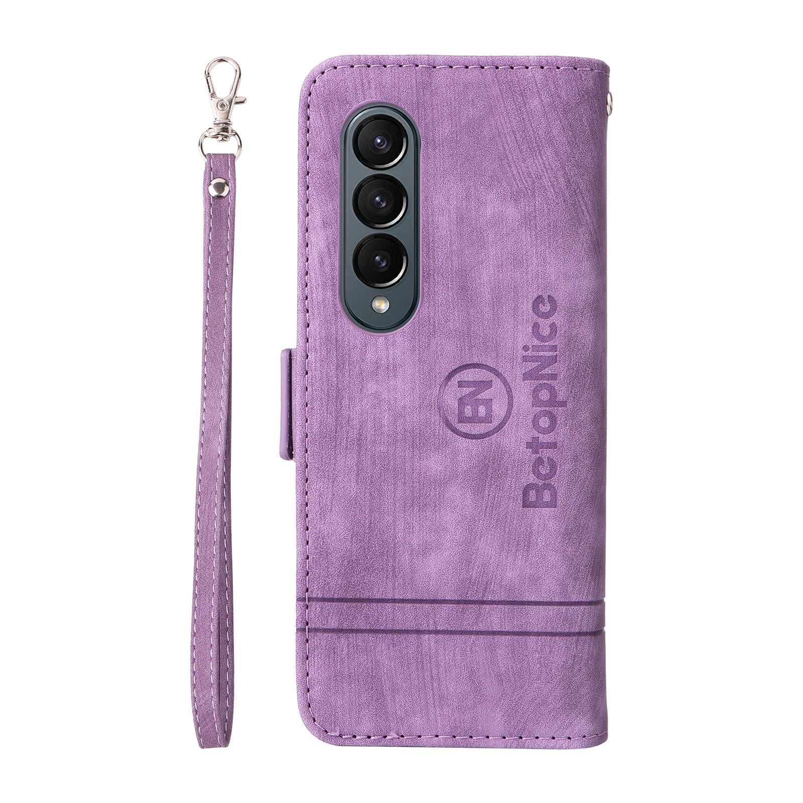 For Samsung Galaxy Z Fold4 5G Leather Dual Buckle Phone Case - Red