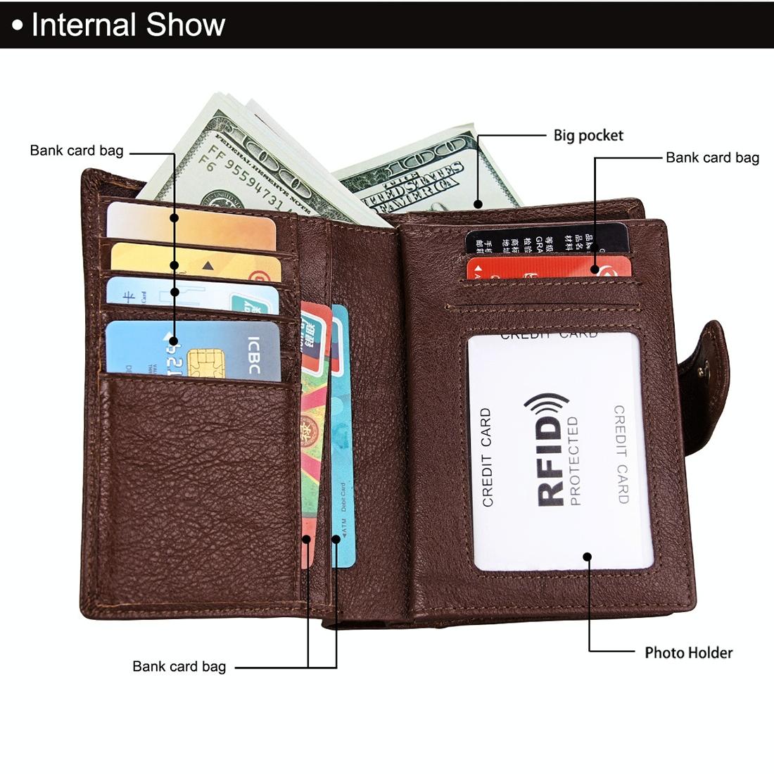 Men Rfid Leather Passport Wallet - Compact & Secure - Coffee