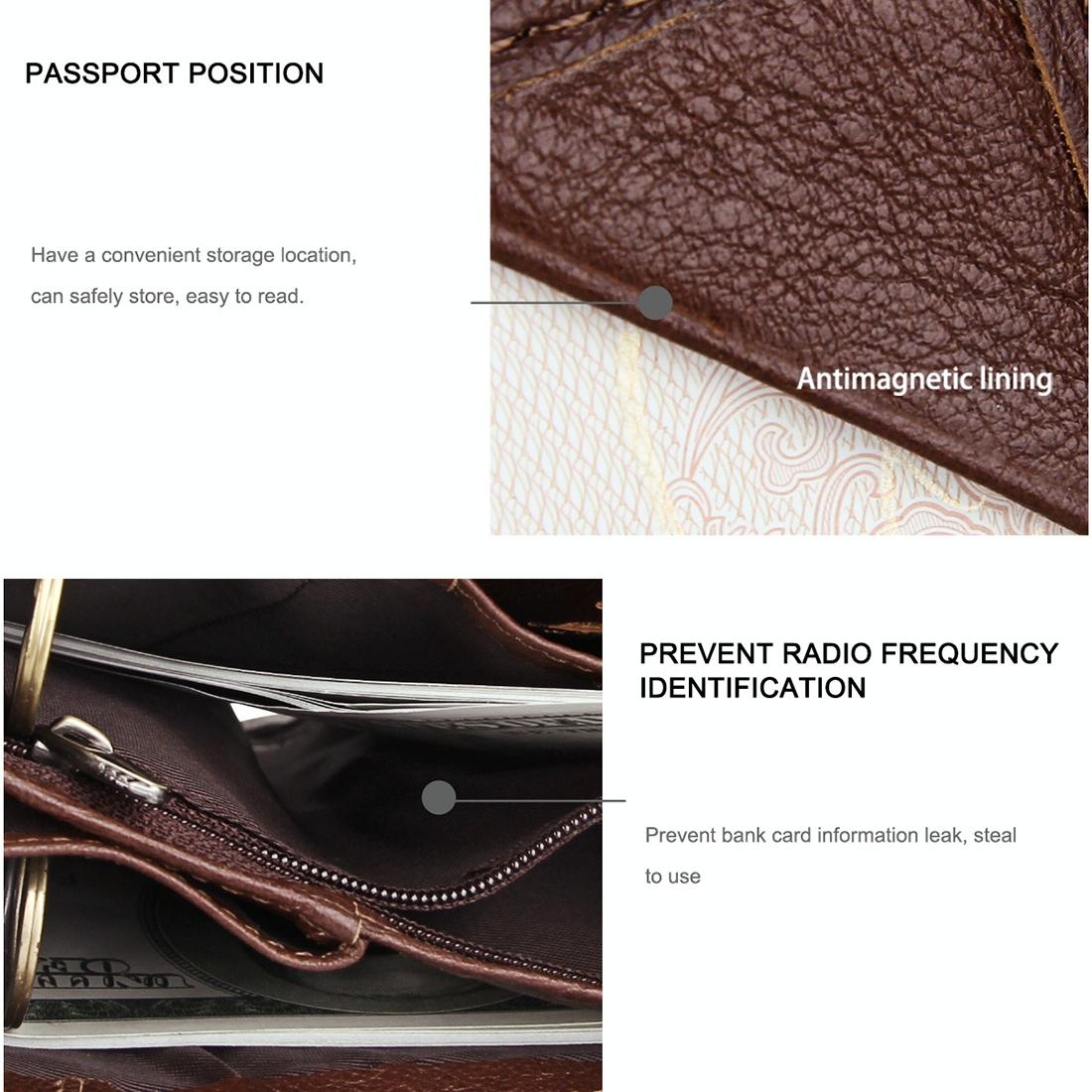 Men Rfid Leather Passport Wallet - Compact & Secure - Coffee