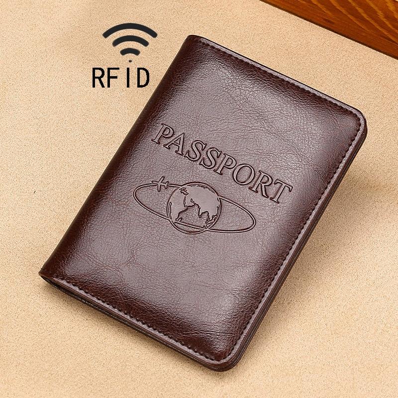 Leather Rfid Passport Holder - Compact and Secure - Coffee