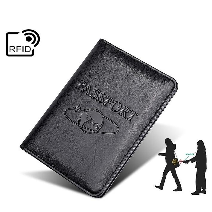 Leather Rfid Passport Holder - Compact and Secure - Coffee