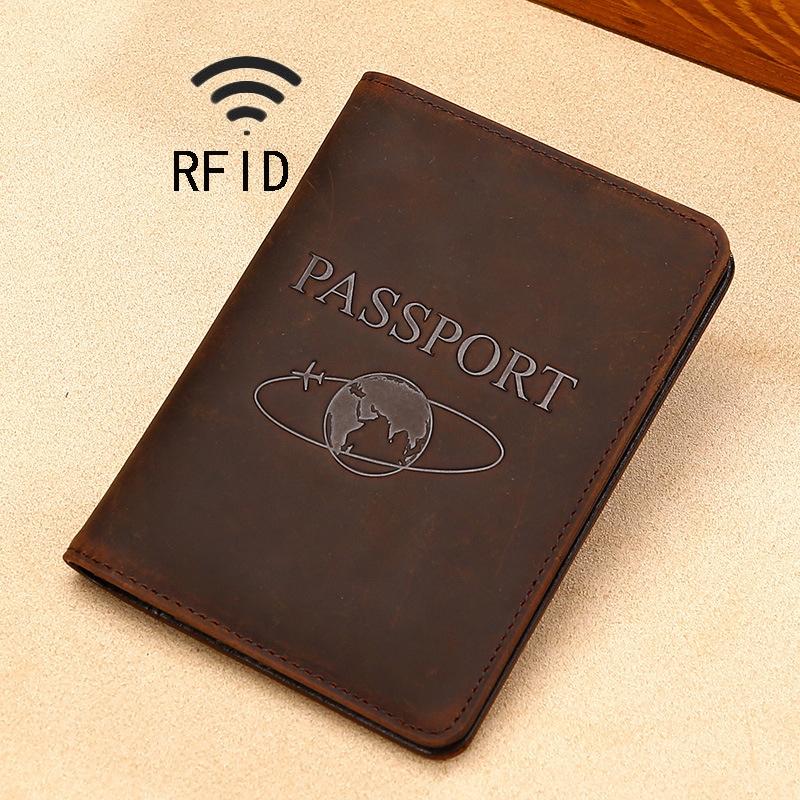 Leather Rfid Passport Holder - Compact and Secure - Coffee