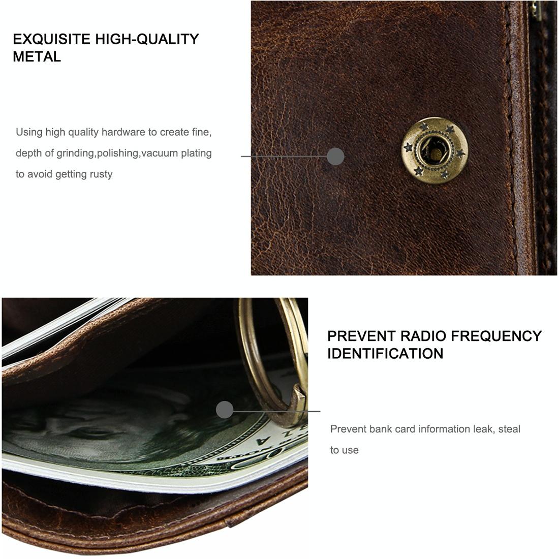 Antimagnetic Rfid Leather Wallet for Men - Coffee