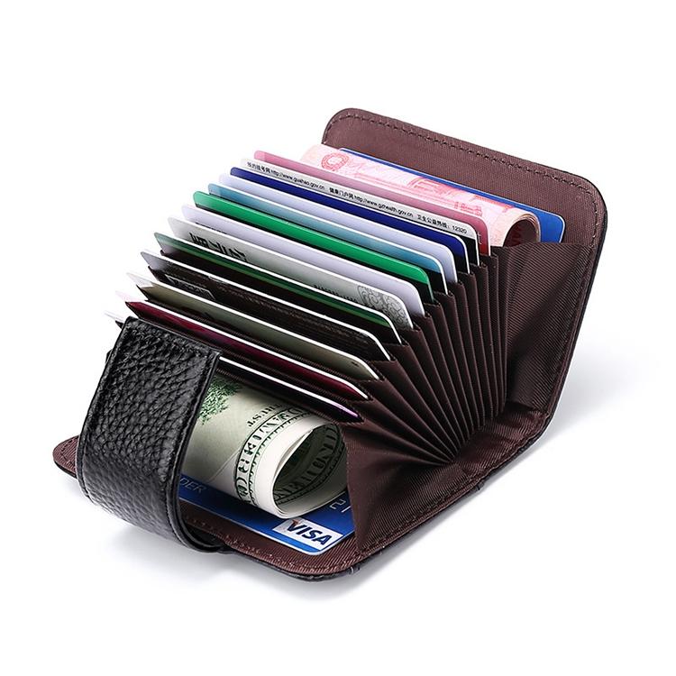 Women Cowhide Leather Rfid Wallet - Horizontal Design - Coffee