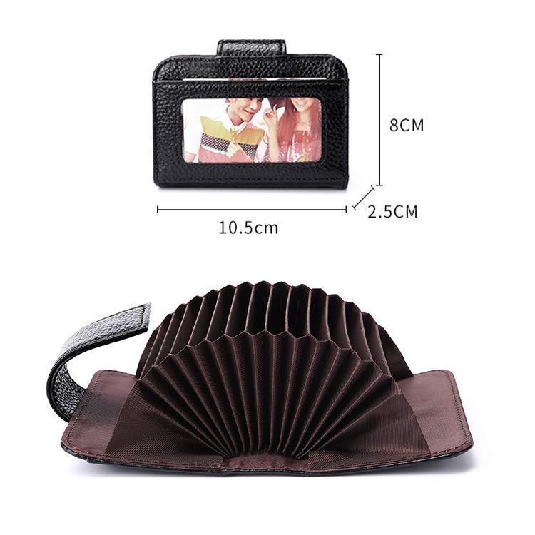 Women Cowhide Leather Rfid Wallet - Horizontal Design - Coffee