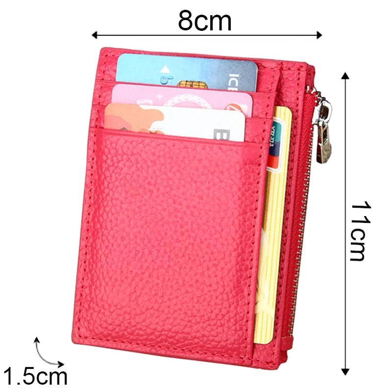Leather Rfid Blocking Card Holder Wallet - Cowhide - Coffee