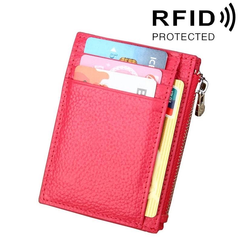 Leather Rfid Blocking Card Holder Wallet - Cowhide - Coffee