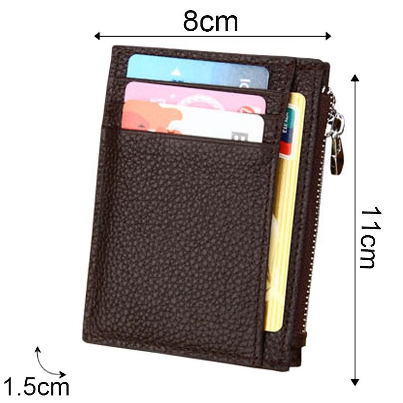 Leather Rfid Blocking Card Holder Wallet - Cowhide - Coffee