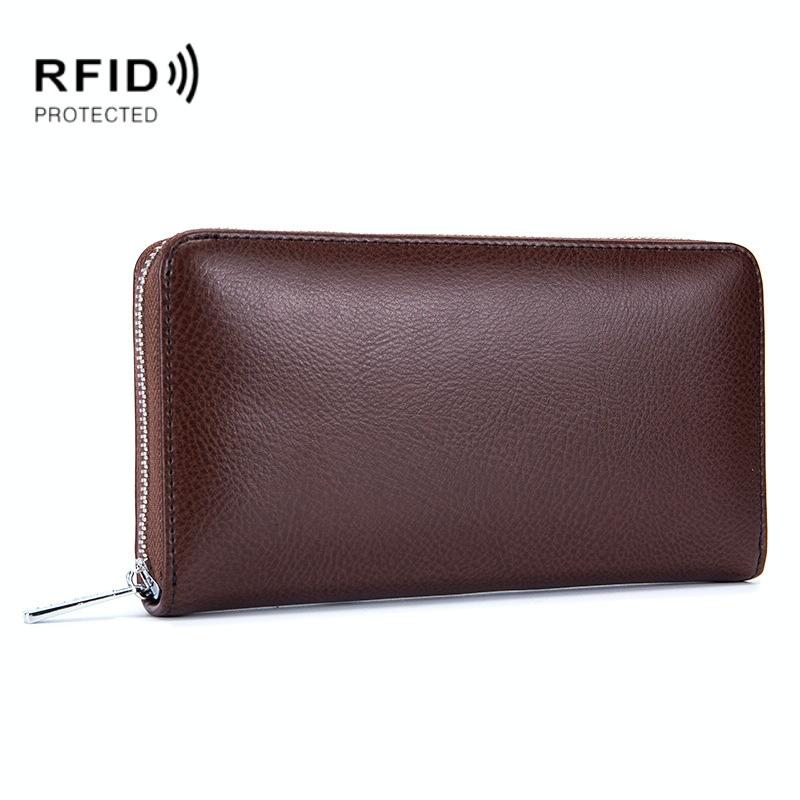 Leather Rfid Card Holder Wallet - Blocking - Coffee