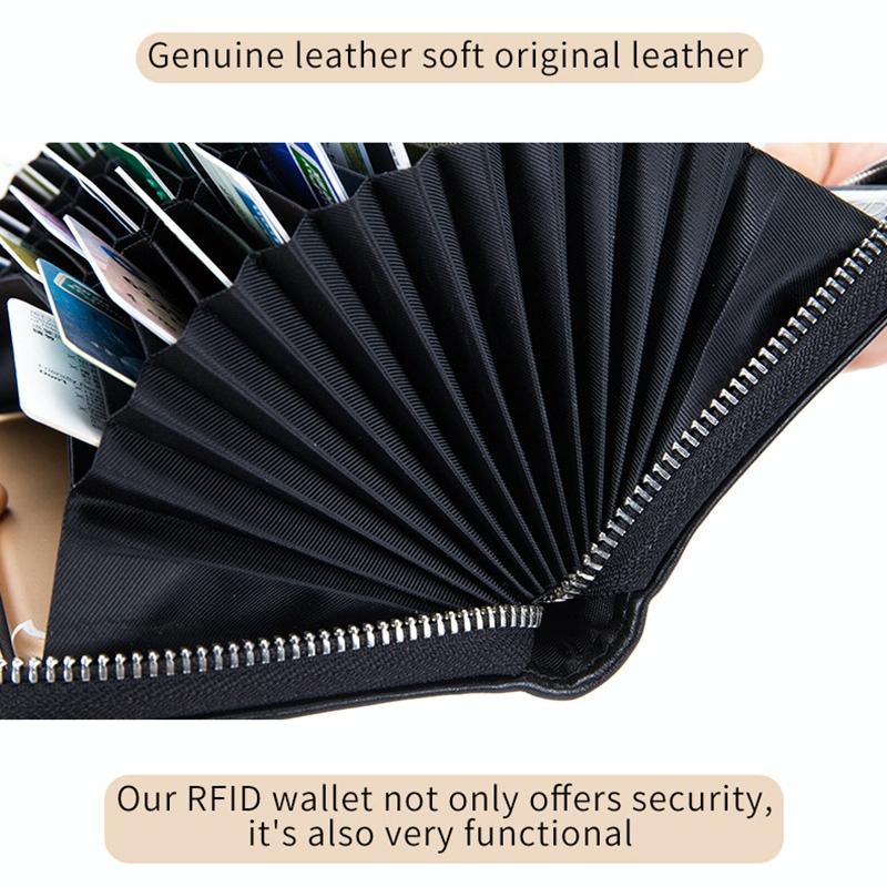 Leather Rfid Card Holder Wallet - Blocking - Coffee