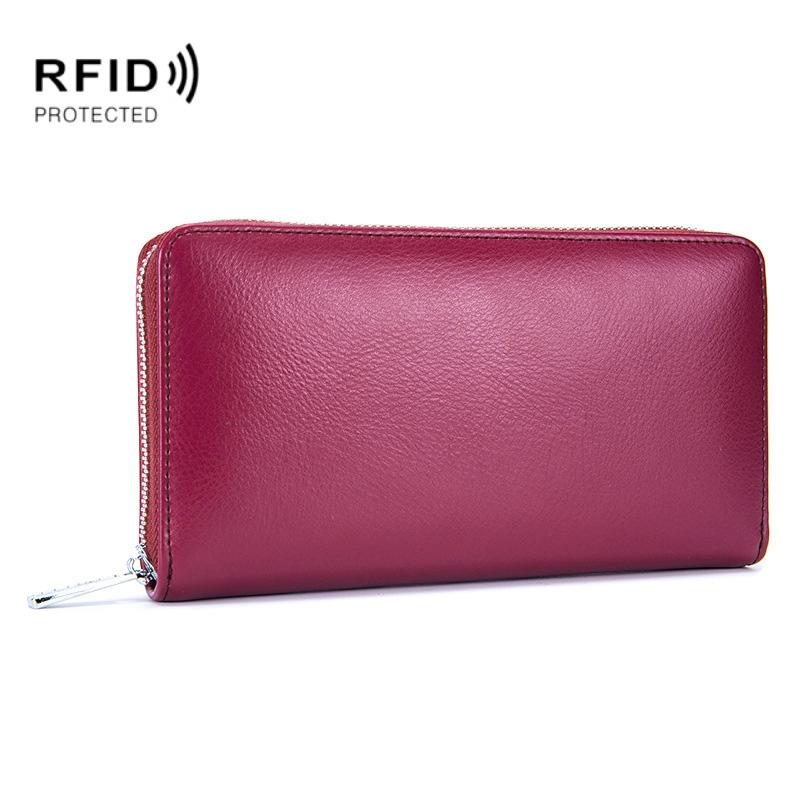 Leather Rfid Card Holder Wallet - Blocking - Coffee