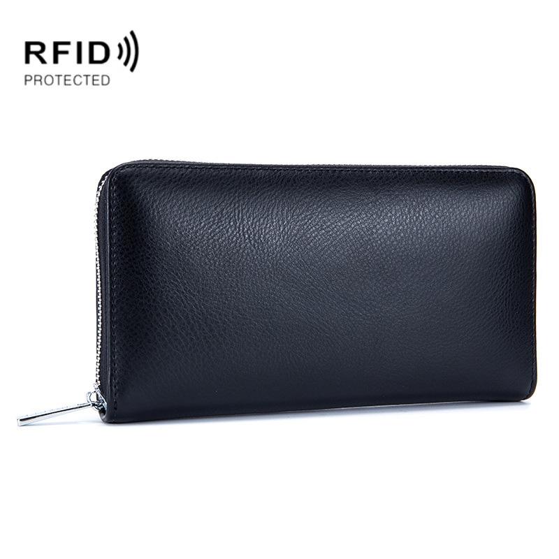 Leather Rfid Card Holder Wallet - Blocking - Coffee