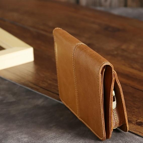 Oilskin Leather Rfid Change Purse - Brown - Coffee