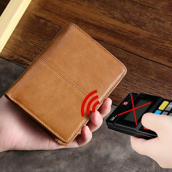 Oilskin Leather Rfid Change Purse - Brown - Coffee