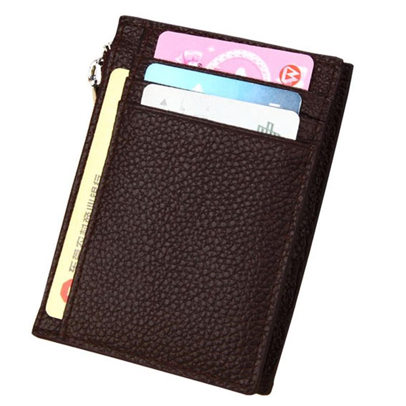 Leather Rfid Blocking Card Holder Wallet - 11x8x1.5cm - Coffee
