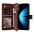 For Samsung Galaxy Z Fold4 5G Frosted Leather Zip Wallet - Compact And Stylish - Wine Red