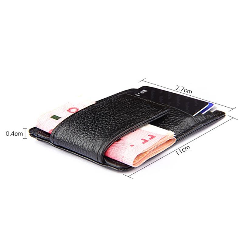 Leather Rfid Blocking Card Holder Wallet with 3 Slots and Pocket - Coffee