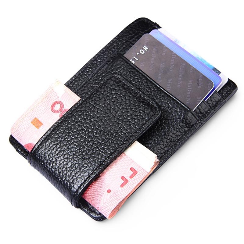Leather Rfid Blocking Card Holder Wallet with 3 Slots and Pocket - Coffee