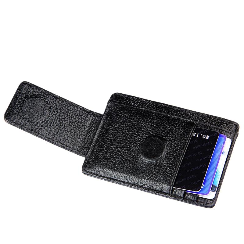 Leather Rfid Blocking Card Holder Wallet with 3 Slots and Pocket - Coffee