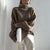 Solid Colour Turtleneck Outer Wear Pullover Casual Sweater Beige - Free Size - Coffee Free Size