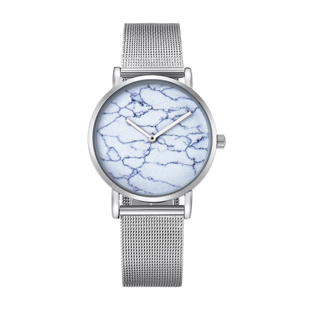 Stylish Women Quartz Watch With Stainless Steel Band - Round Dial Silver Alloy Case