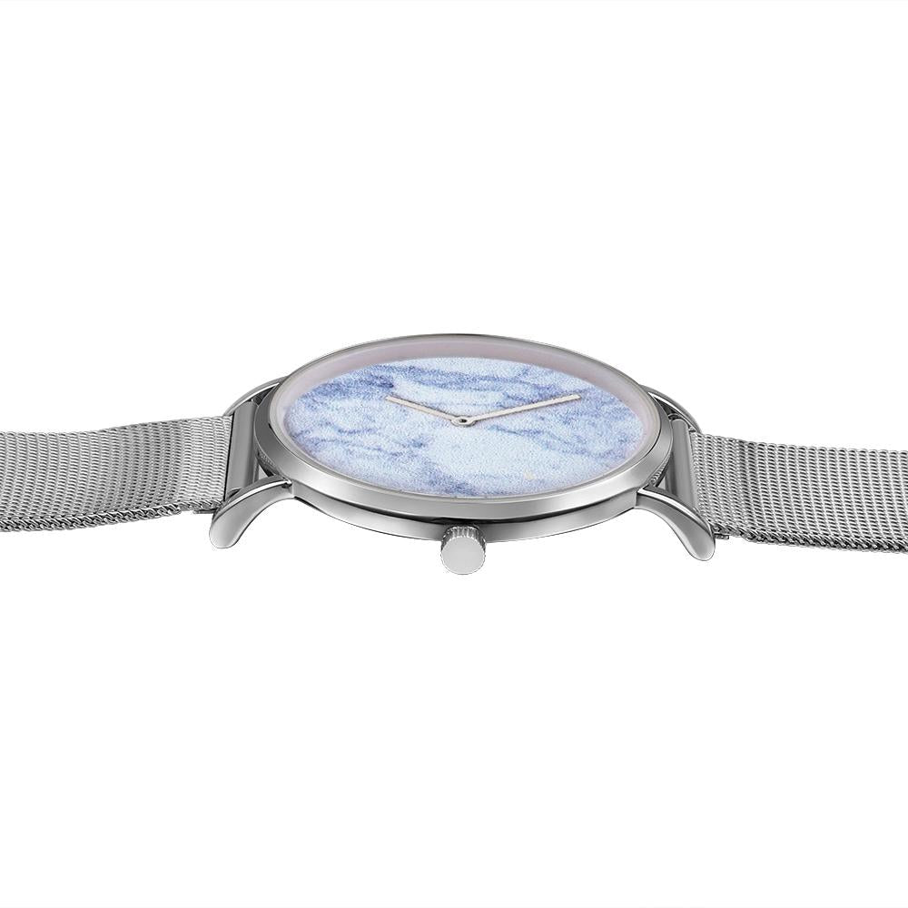 Stylish Women Quartz Watch With Stainless Steel Band - Round Dial Silver Alloy Case