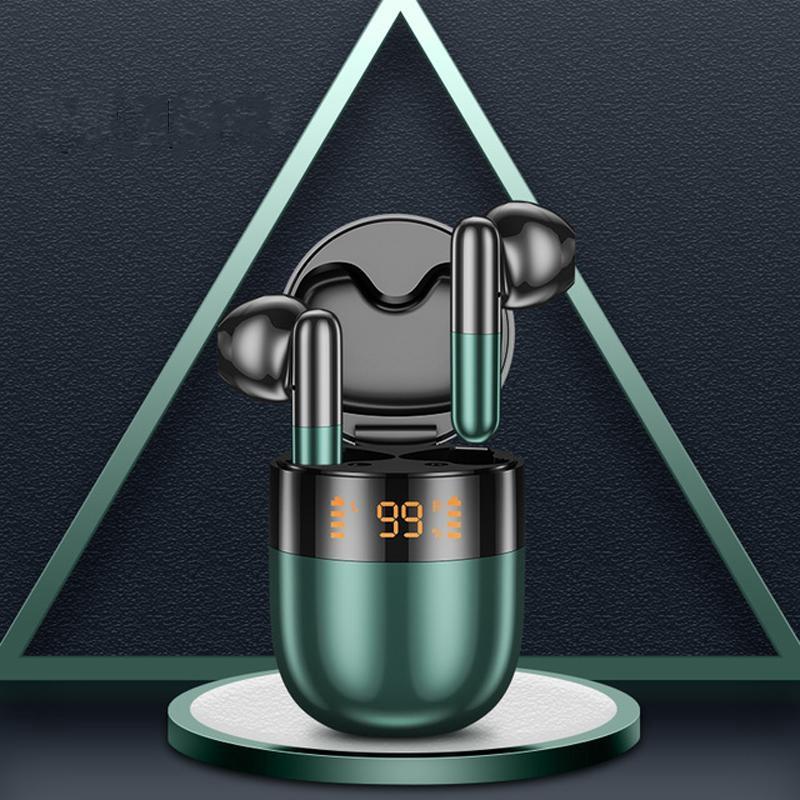 Wireless Bluetooth Earphones with Led Display and Hifi Sound for Sports - Green