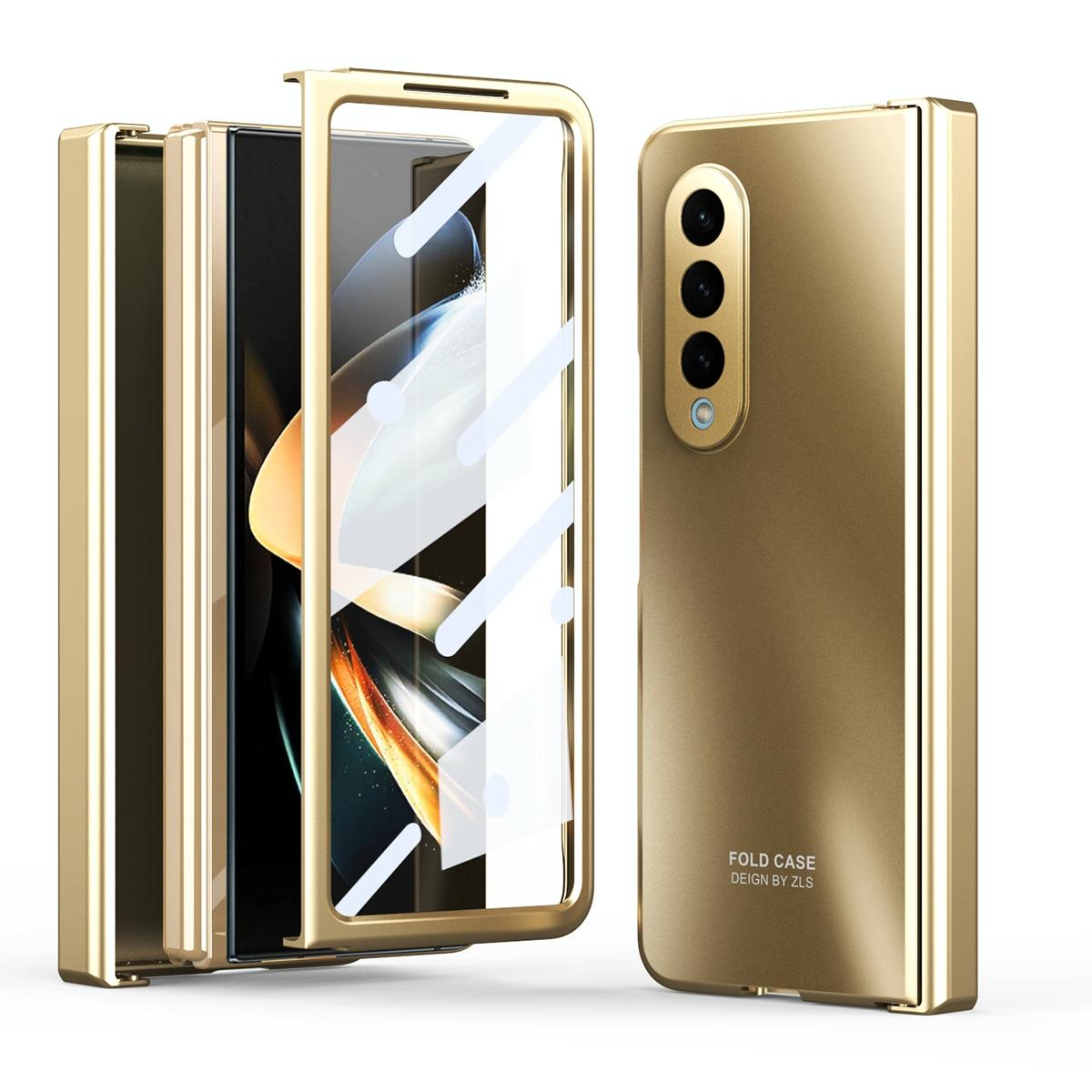 For Samsung Galaxy Z Fold4 5G Foldable Electroplated Case - Champagne Gold