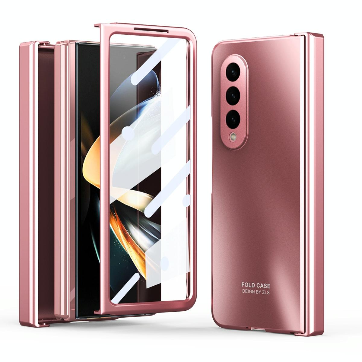 For Samsung Galaxy Z Fold4 5G Foldable Electroplated Case - Champagne Gold