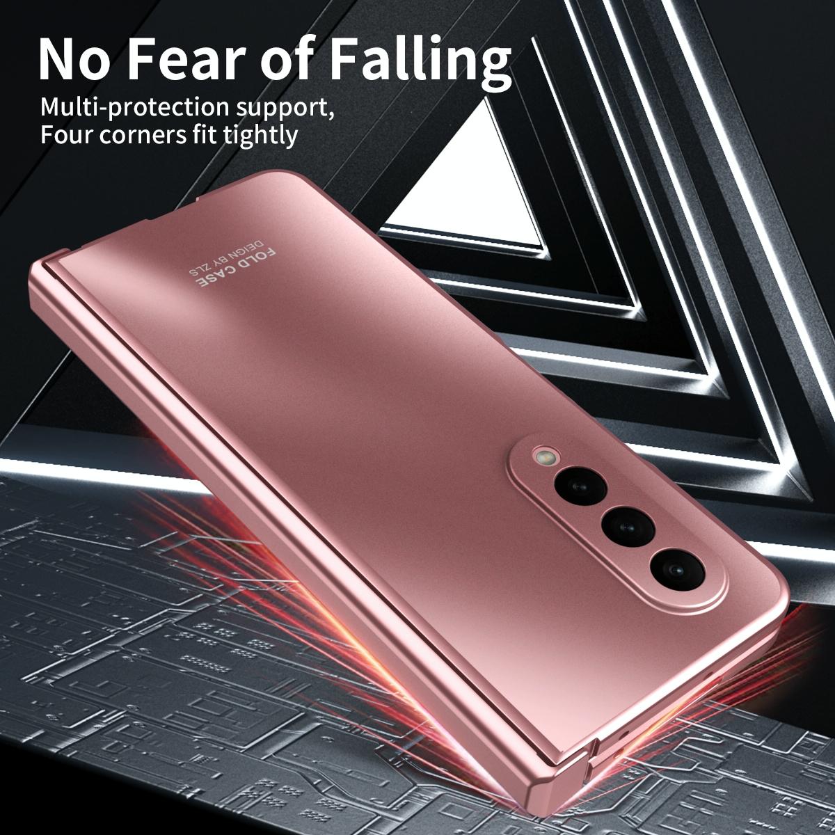 For Samsung Galaxy Z Fold4 5G Foldable Electroplated Case - Champagne Gold