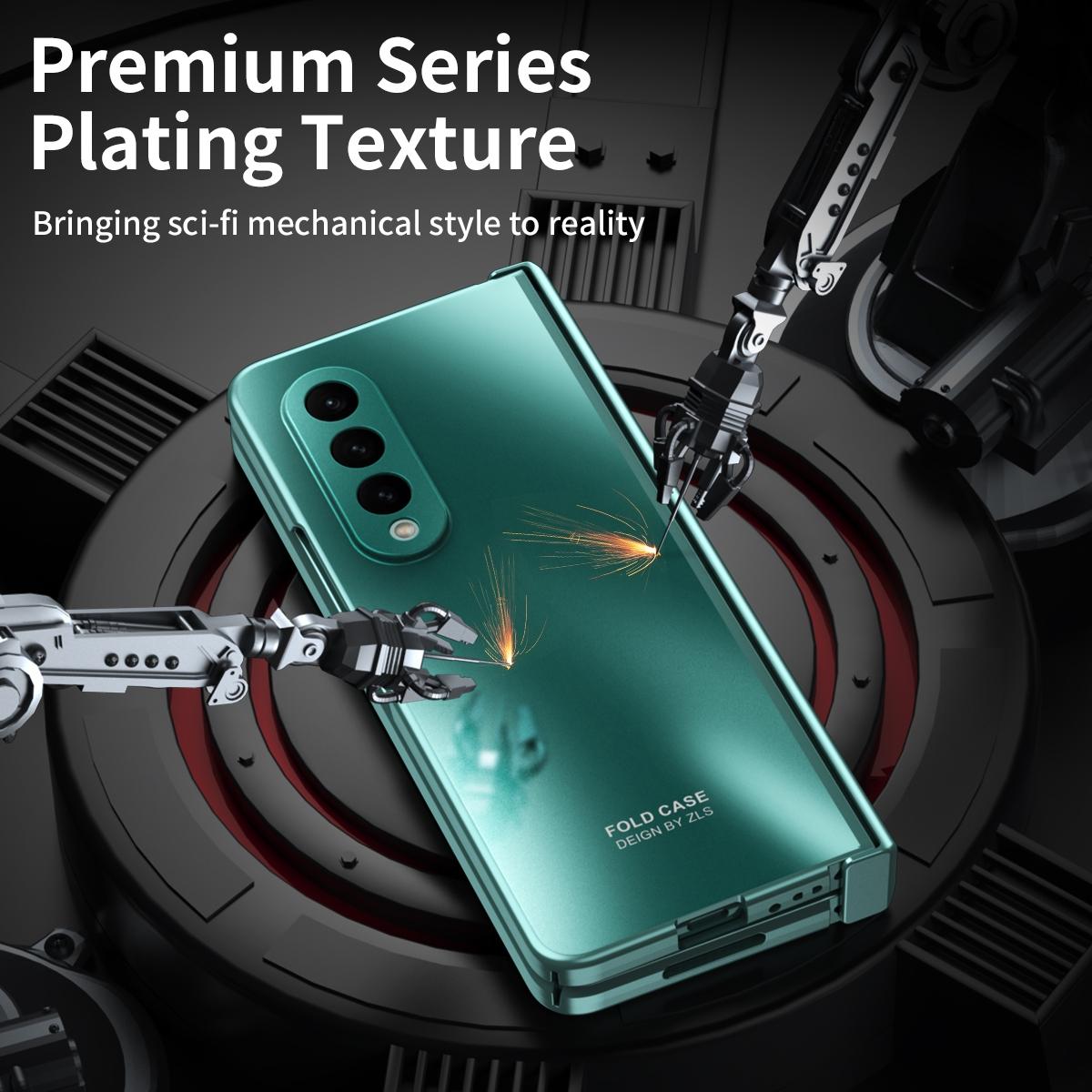 For Samsung Galaxy Z Fold4 5G Foldable Electroplated Case - Champagne Gold