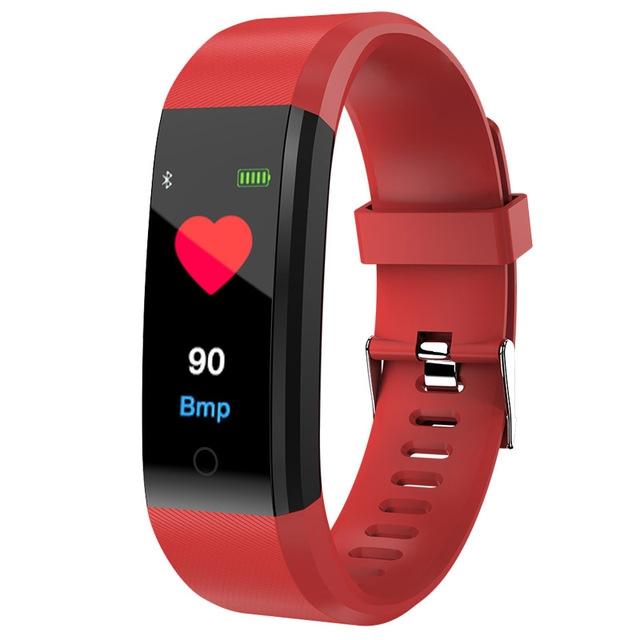 Fitness Tracker With Heart Rate And Blood Pressure Monitoring - Red