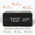 5W Wooden Wireless Charger With Led Mirror Display And Sub Alarm Clock - Black Wood