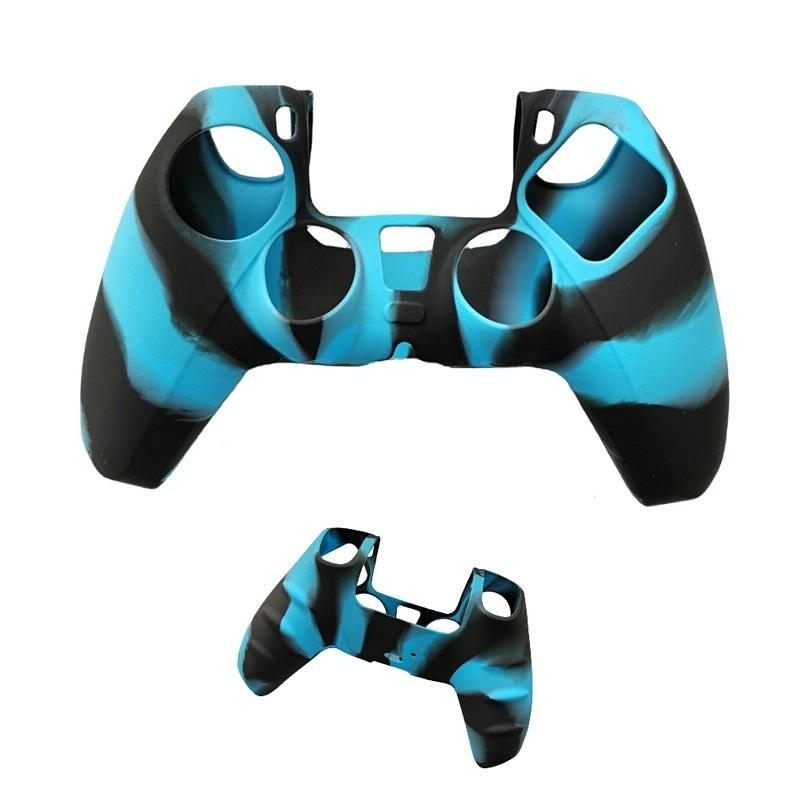2-pack Non-slip Silicone Handle Covers for Ps5 Controllers - Black White Blue