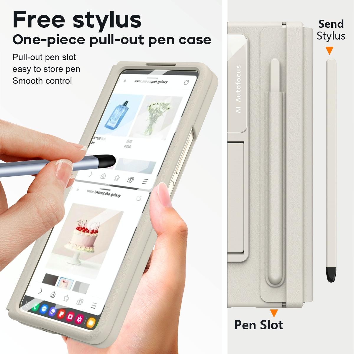 For Samsung Galaxy Z Fold4 5G Phone Case With Pen Slots - Full Coverage - Blue