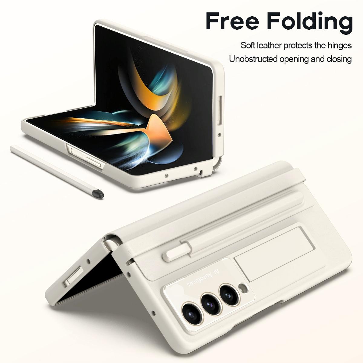 For Samsung Galaxy Z Fold4 5G Phone Case With Pen Slots - Full Coverage - Blue