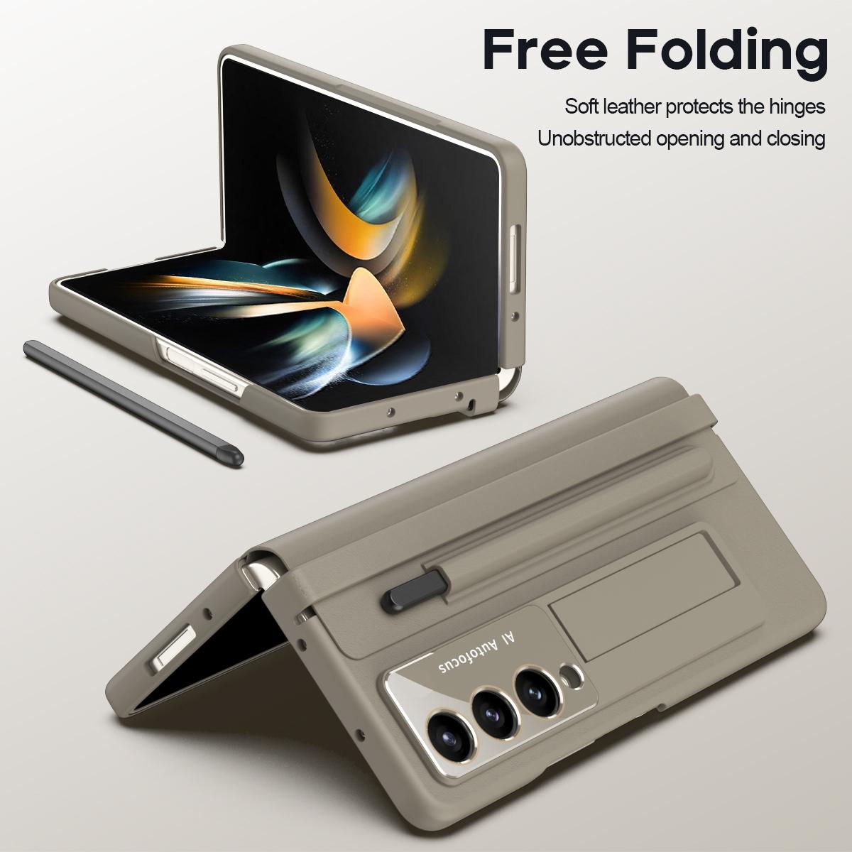For Samsung Galaxy Z Fold4 5G Phone Case With Pen Slots - Full Coverage - Blue
