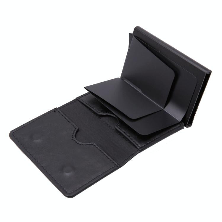 Stainless Steel Rfid Credit Card Holder - Compact Design - Crocodile Grain Black